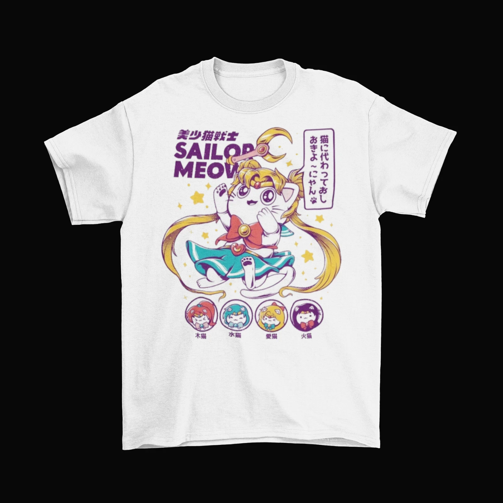2026 New Cotton Summer Tshirt Leisure and Comfortable Sailor Moon Sailor Meow Women's Clothing T-Shirt Funny Cartoon Cat