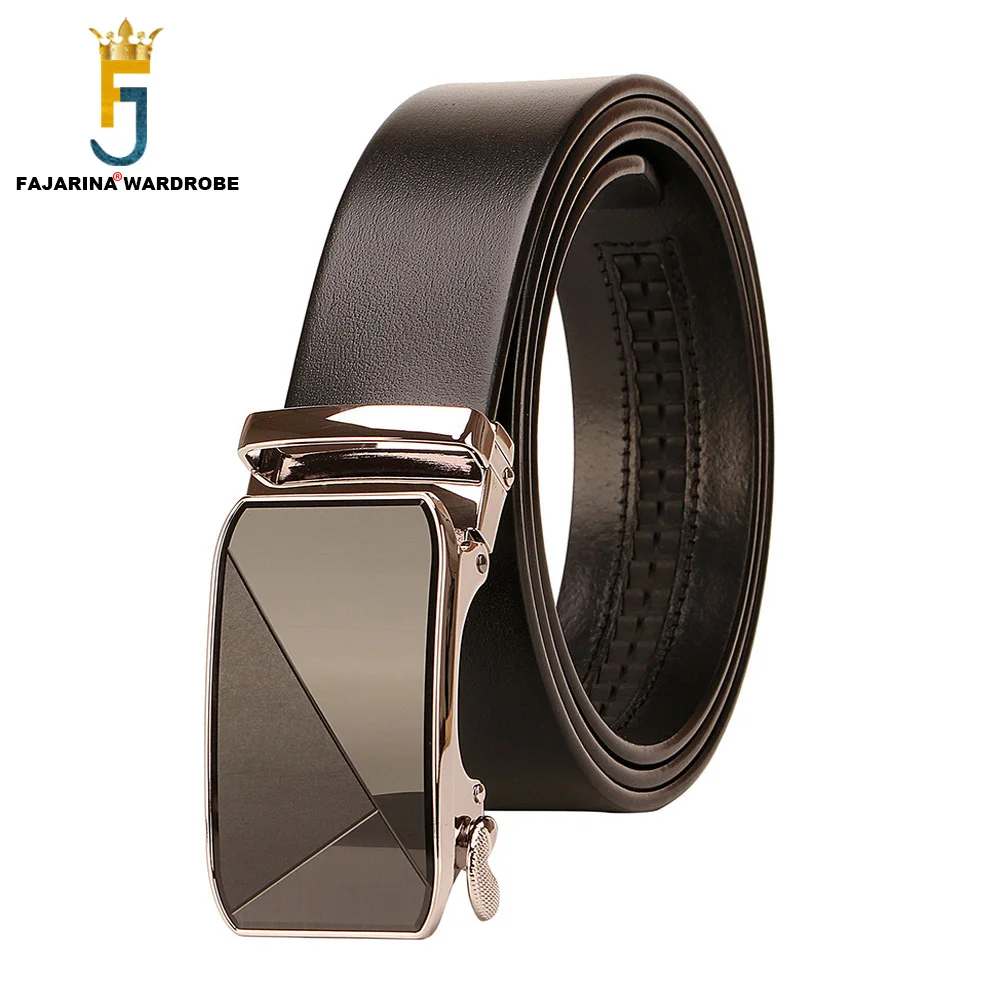 

FAJARINA Top Grade Quality Cowskin Leather Automatic Buckle Belt 3.5cm Wide