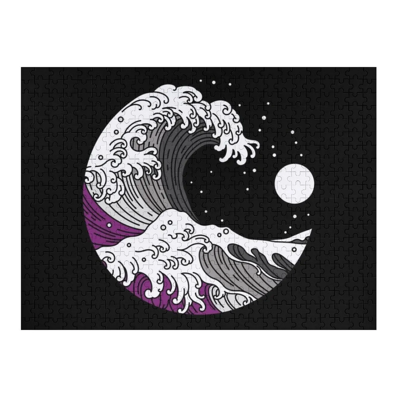 

Great Wave of Kanagawa Asexual Flag Ace Pride Jigsaw Puzzle Personalized Name Personalized Gift Ideas Puzzle
