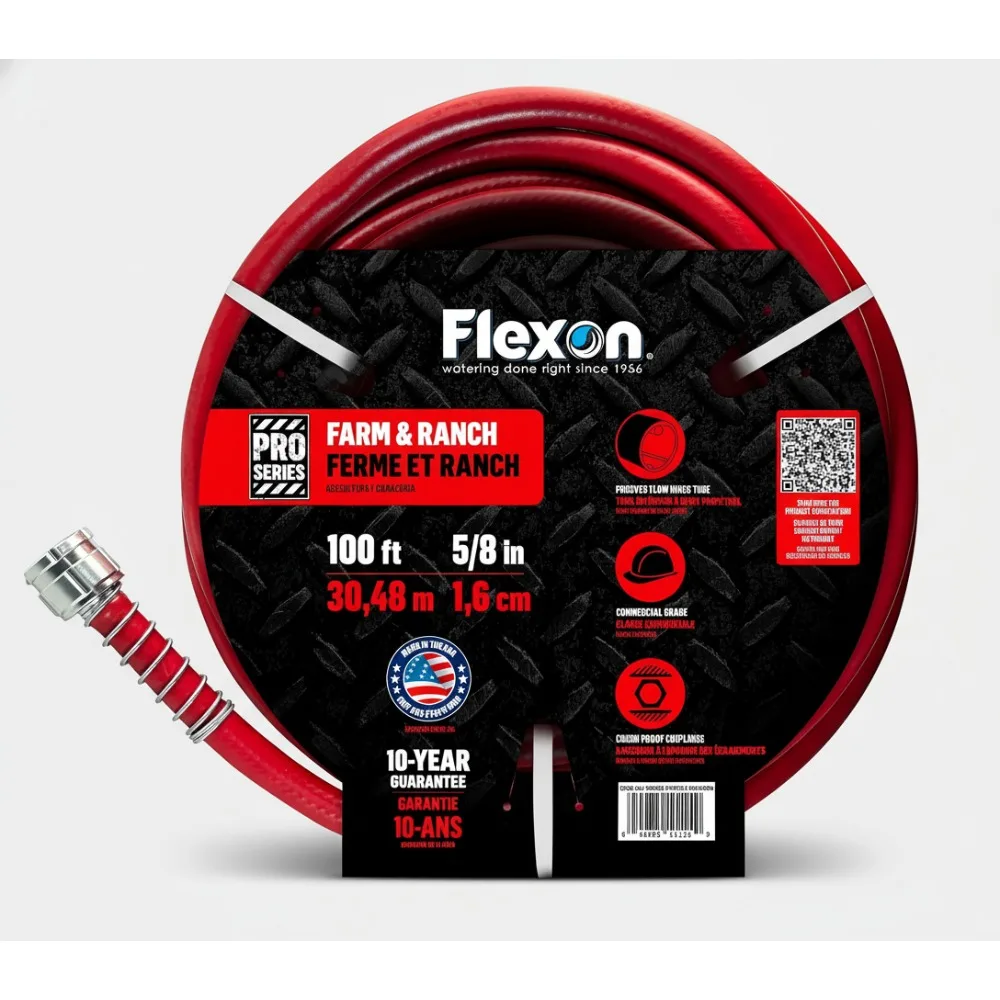 

100ft Heavy-Duty Farm Ranch Garden Hose, Kink-Resistant & Durable for Outdoor Watering Tasks