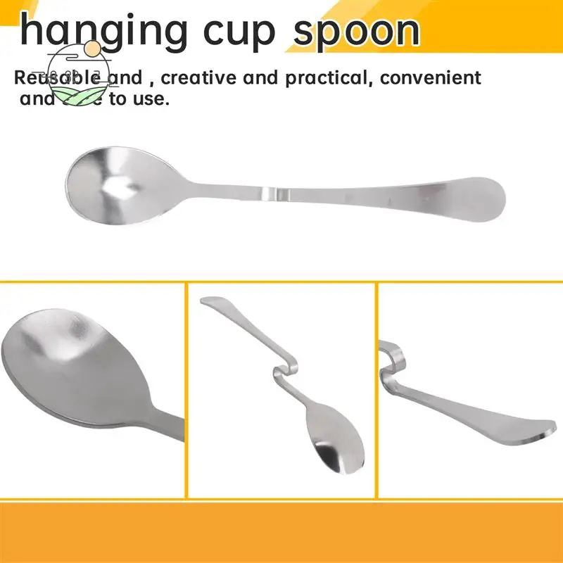 

A32Z-Cute Curved Spoon Teaspoon Unique Condiment Drink Hanging Tea Coffee Dessert Stainless Steel Drink Tableware