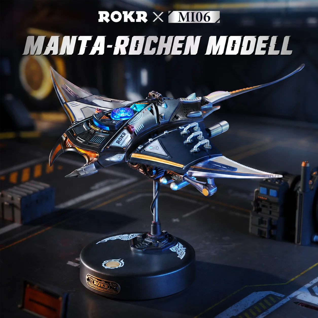 Robotime Manta Ray Mechanisches 3D-Puzzle-Set im Cyberpunk-Stil, Herausforderndes DIY-Projekt, Einzigartige Schreibtischdekoration, Geschenk für Erwachsene