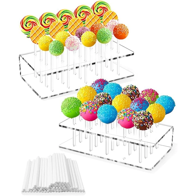 2 Pieces Cake  Stand, With 100 Cake  Stems,20 Holes ,Lollipop Holder Lollipop Stand For Sweets Birthday