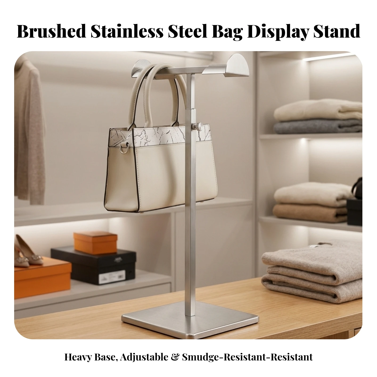 Handbag Display Stand Tabletop Purse Display Stand Handbag Holder Sturdy Vertical for Boutiques, Retail Counters