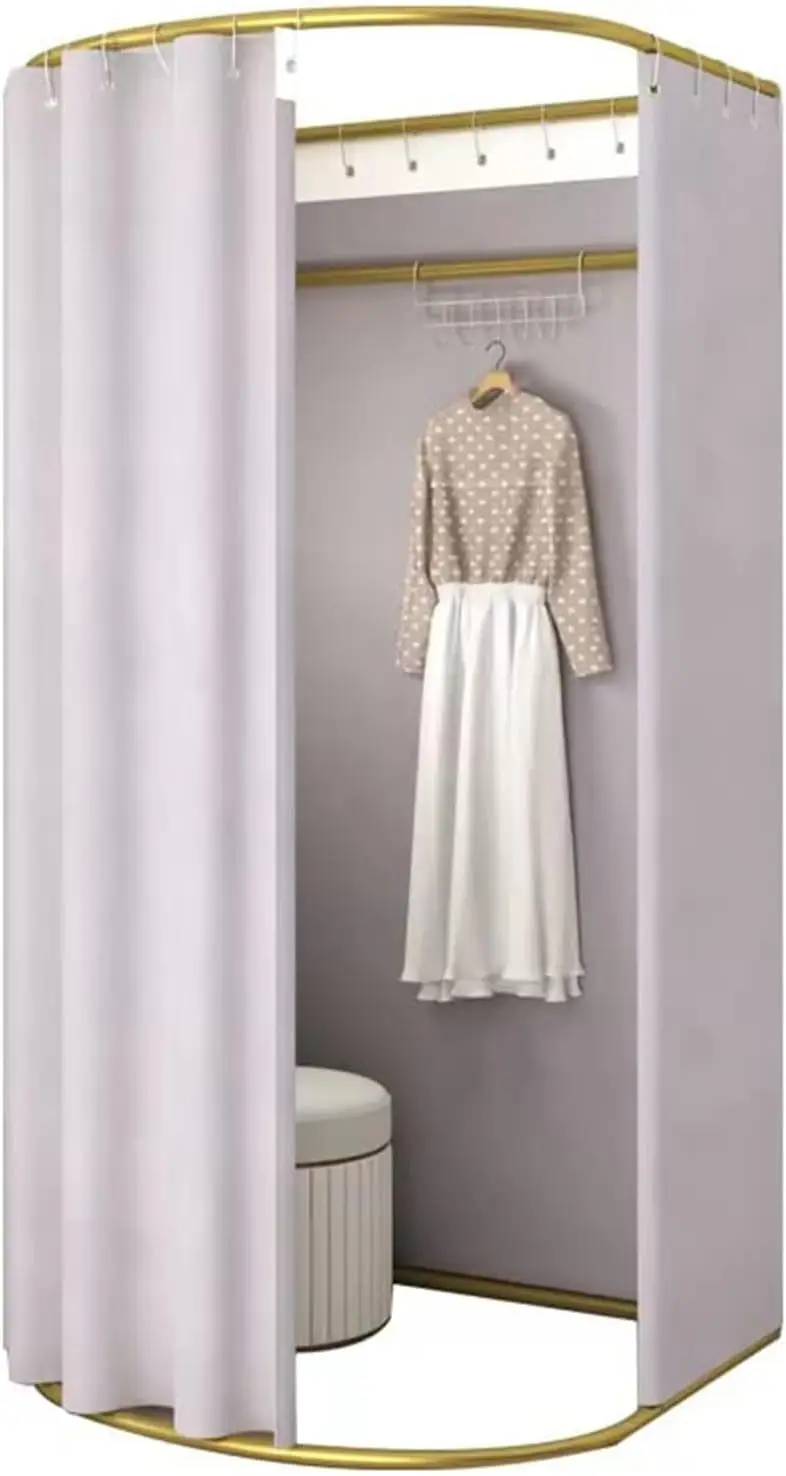 Clothing Store Fitting Room with Shading Curtain, Portable Temporary Mobile Privacy Protection Dressing Room, Foldable Mall Simp