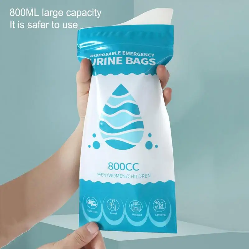 Pee Bags For Travel 10X Leakproof Portable Urine Bags With Sealing Zipper 800ml Ergonomic Outdoor Toilet Built In Absorbent Pad