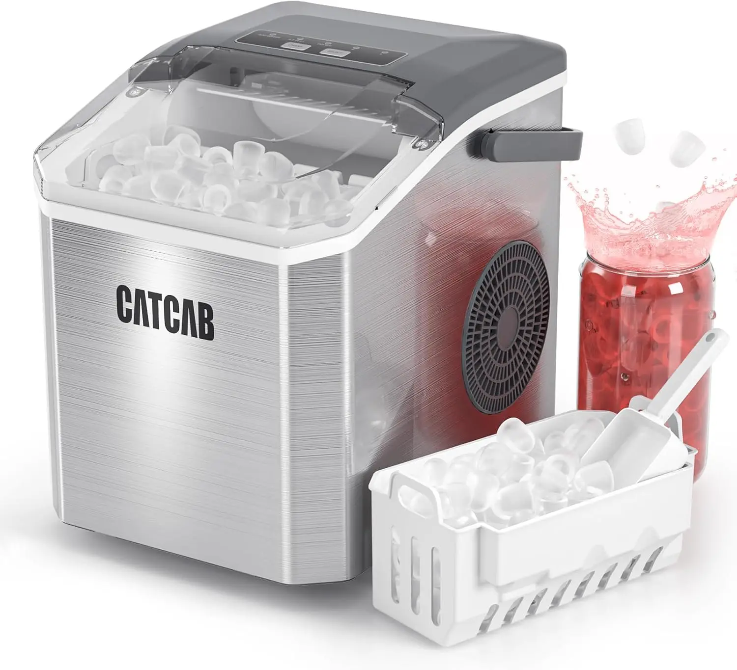 Portable Ice Maker with Self-Cleaning, 9 Cubes in 6 Mins, 26.5Lbs/24H, for Home Kitchen Party RV Camping