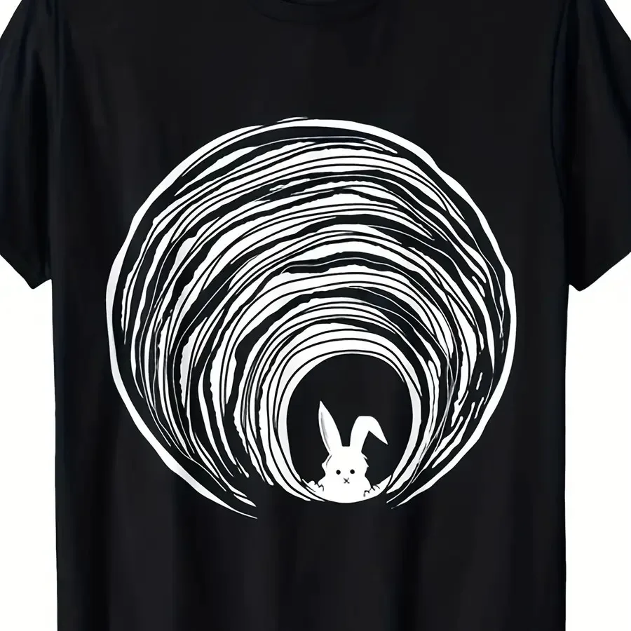 Camiseta Conspiracy Rabbit Vortex Spiral Theory - Camiseta de algodón con gráfico Retro Rabbit Hole para y - Camiseta cómoda con cuello redondo para