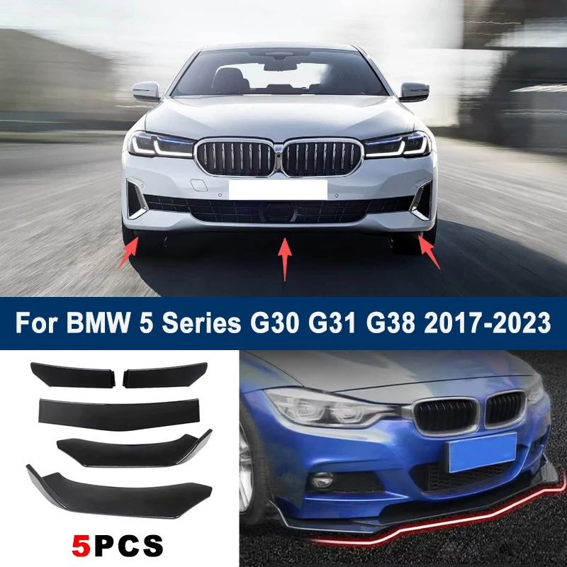 

Adjustable 5Pcs Sectional Front Spoiler Lip For BMW 5 Series G30 G31 G38 2017-2023 Front Bumper Splitter Sport Body Kit