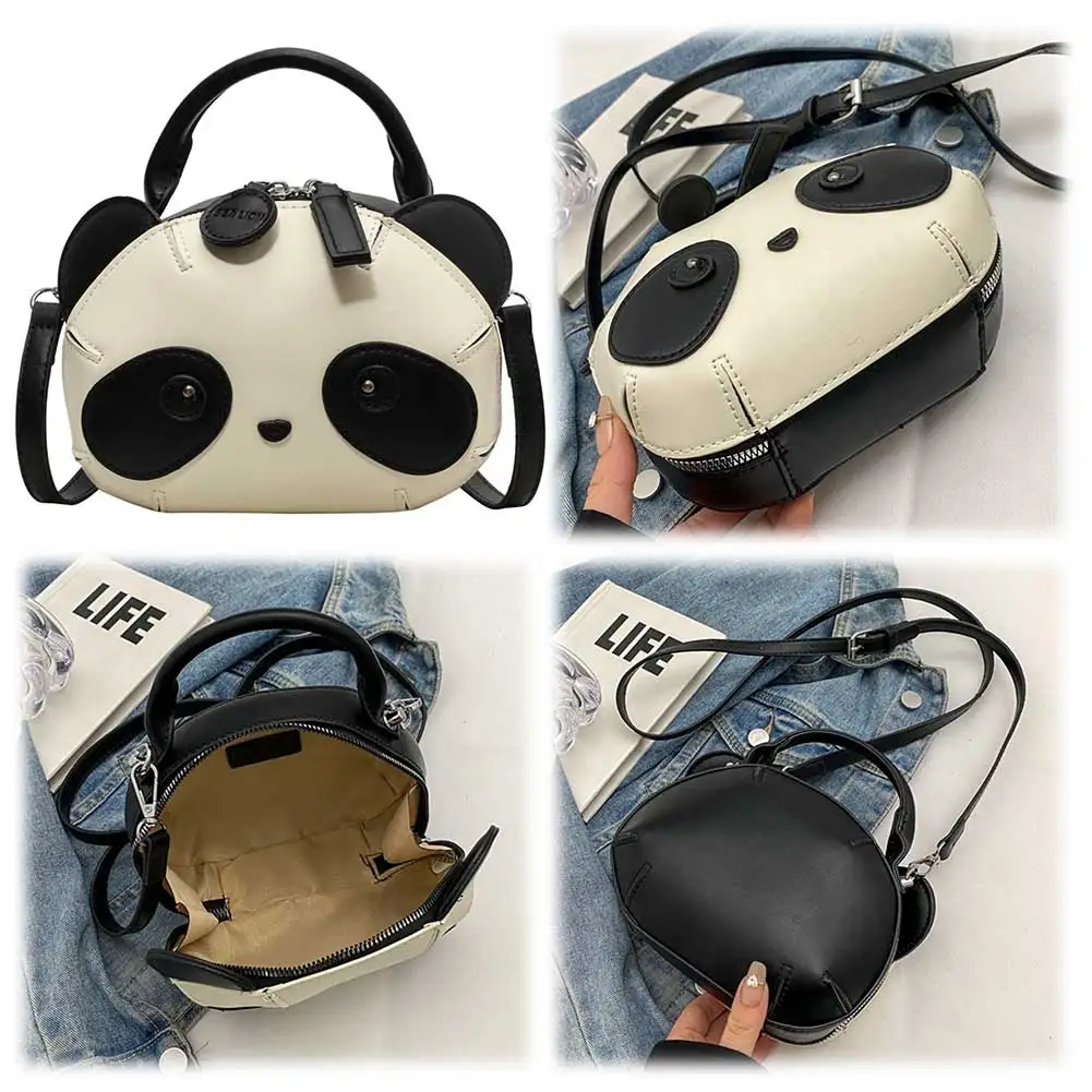 Panda Shape Hobo Bag Cute Shoulder Bag for Women PU Leather Adjustable Strap Clutch Purse Satchel Purse for Travel Shopping