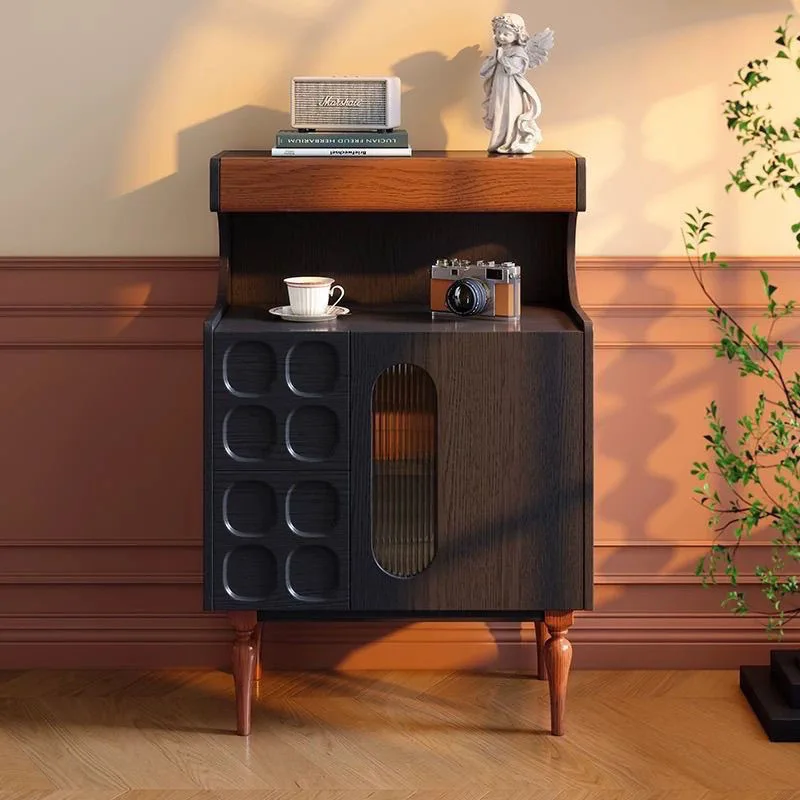 Edge retro almacenamiento simple francés integrado madera maciza pared de salón gabinete de vino armario de cocina