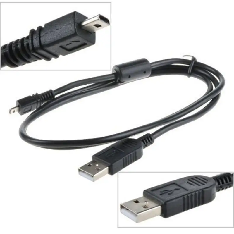 USB to 8 Pin Small Port Camera Cable 1-1.5m Black OD4.0 5-Core Pure Copper Wire With Magnetic Ring Photography Accessory