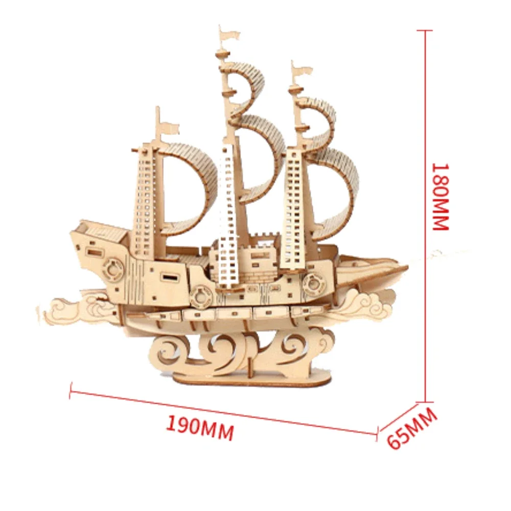 Assembly Required 3D Wooden Puzzles of Sail-Boat for Kids and Adults Construction Bilding Bricks DIY Cruise Ship Model Craft Toy