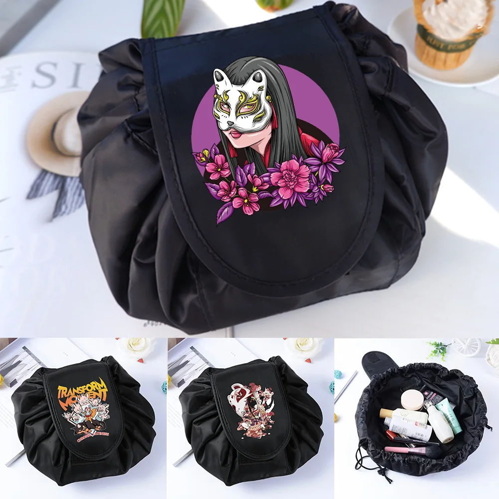 Women Cosmetic Bag Drawstring Travel Case Makeup Portable Organizer Make Up Storage Pouch Custom Toiletry Bag