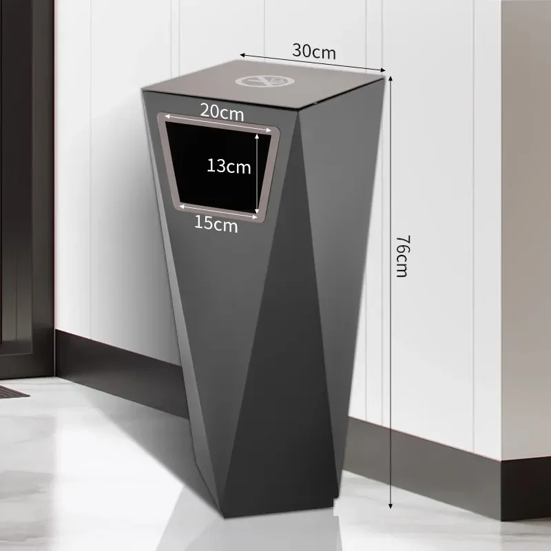 High End Leather Triangle Trash Can with Ashtray for Hotel Lobby Corridor Commercial Vertical Waste Bin Fruit Box
