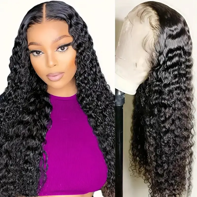 Rosabeauty 13X4 250 Density Deep Wave 13x6 Lace Front Human Hair Wig 40Inch Preplucked Glueless Ready To Go Curly Wig  For Women