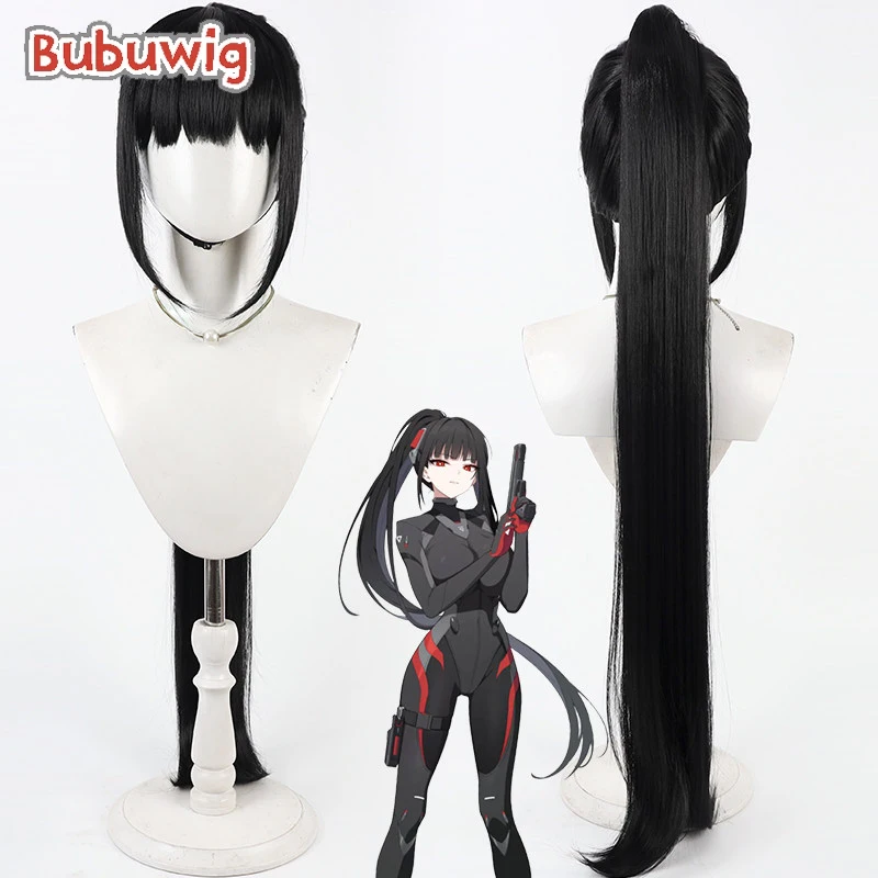 

Bubuwig Synthetic Hair Tsukatsuki Rio Cosplay Wigs Game Blue Archive Tsukatsuki Rio 110cm Long Black Ponytail Wig Heat Resistant
