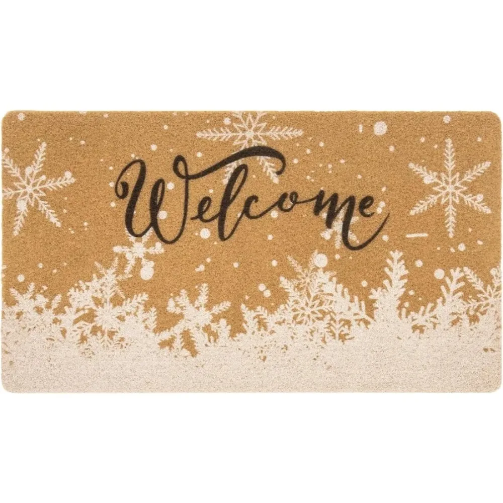 

Winter Snow Welcome Doormat with Snowflake Design for Outdoor Entrance Coir Material NonSlip Mat Perfect for Indoor Home Room