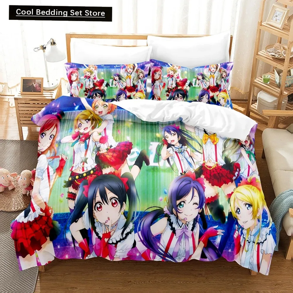 

3D Anime Love Live College Idol Festival Bedding Sets Duvet Cover Set With Pillowcase Twin Full Queen King Bedclothes Bed Linen