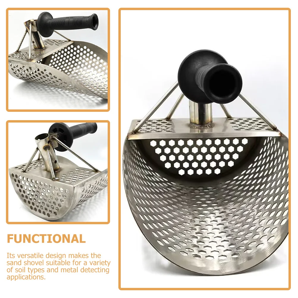 

Efficient Metal Detecting Sand Scoop Stainless Steel Wide Shovel Head Large Holes Reduces Resistance Durable ABS Handle