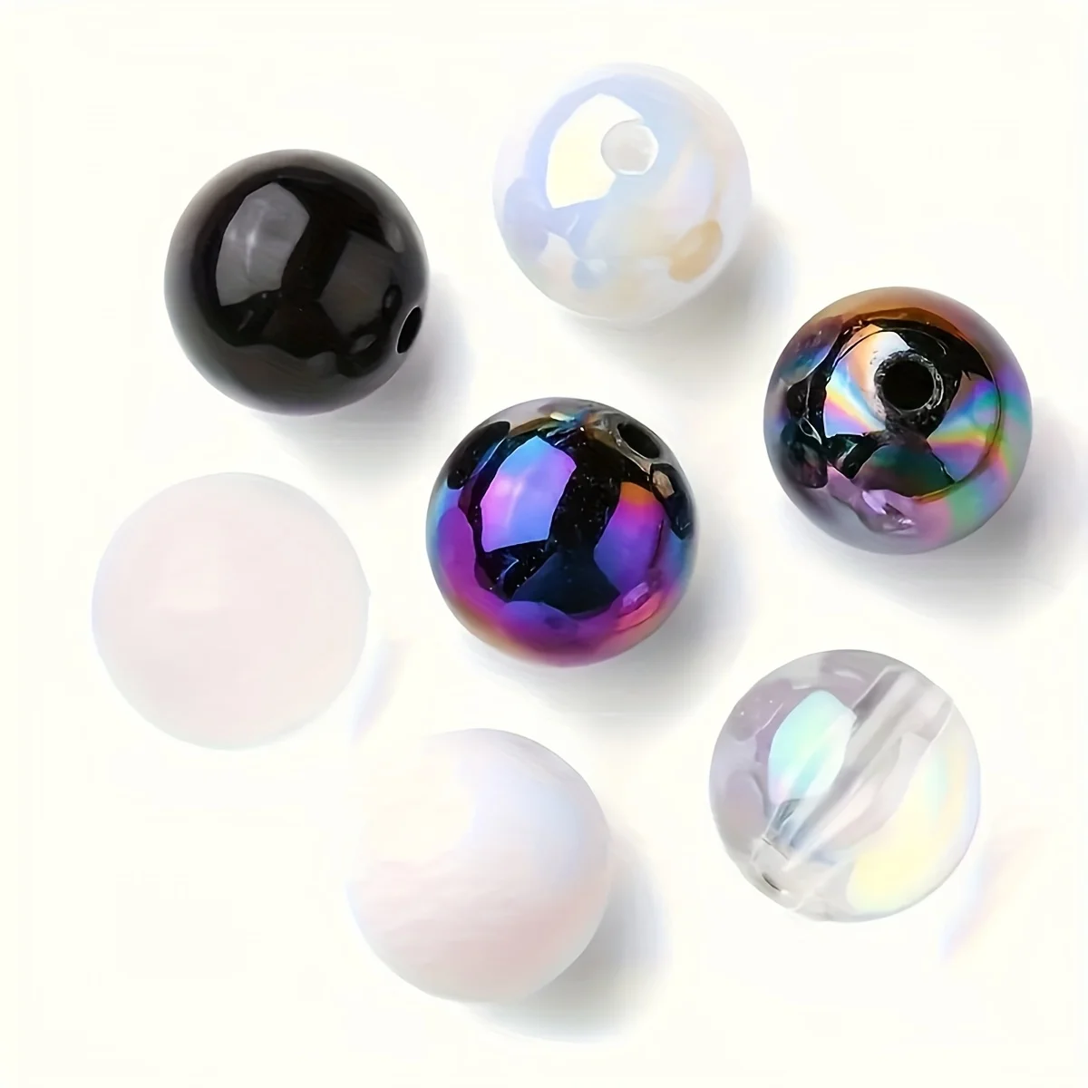 8mm 400/200pcs Frosted Acrylic Beads in Black, White, with AB Coating - Versatile Mix for DIY Jewelry Making Supplies view 5