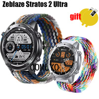 For Zeblaze Stratos 2 Ultra Strap smart watch Band Nylon Belt Adjustable Soft Breathable Wristband Screen Protector Film