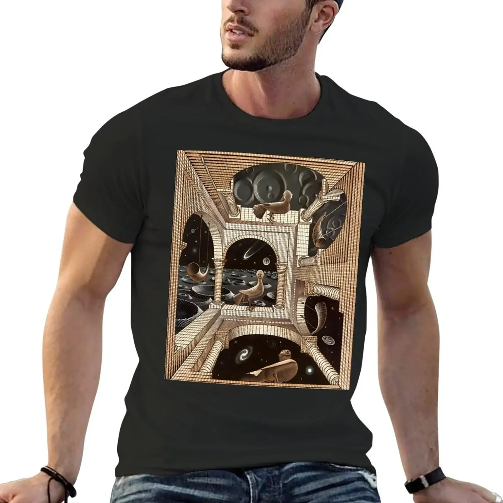 New M.C. Escher - Other World T-Shirt Blouse blacks men t shirts