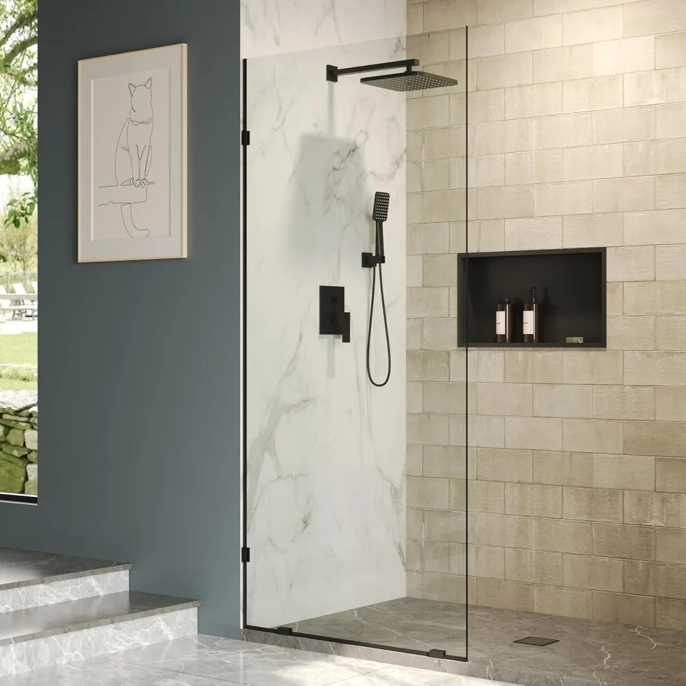 Shower Door, 36“ X 78”, Fixed Shower Panel, 0.39” (9.9 Mm) Thick Frameless Glass with Hardware, Bathroom Shower Screen