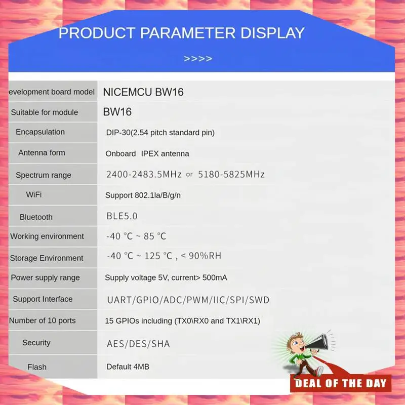 24-Hour Delivery 3X RTL8720DN Dual-Band Wifi Bluetooth Module NICEMCU BW16 Development Board Onboard  Antenna, Unwelded