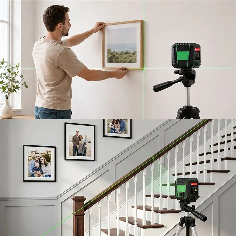 AB42-MG2 Green Laser Level 2 Lines Self-Leveling Function 120° Cross Line Angle For DIY Construction Measurement Tools