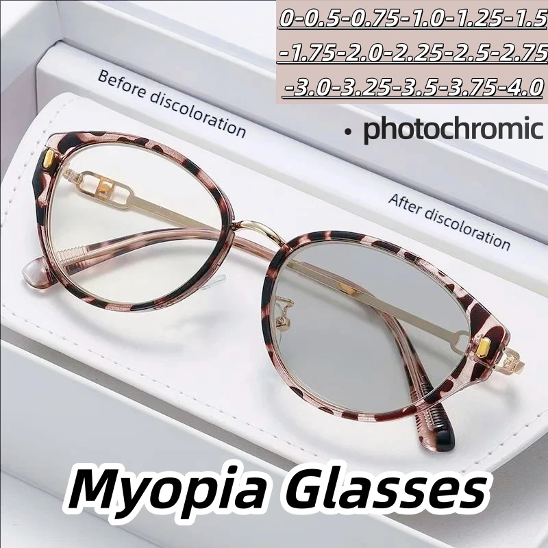 Fashion Korean Style Acetate Myopia Glasses Photochromic Lenses Blue Light Blocking High Index Prescription Eyewear