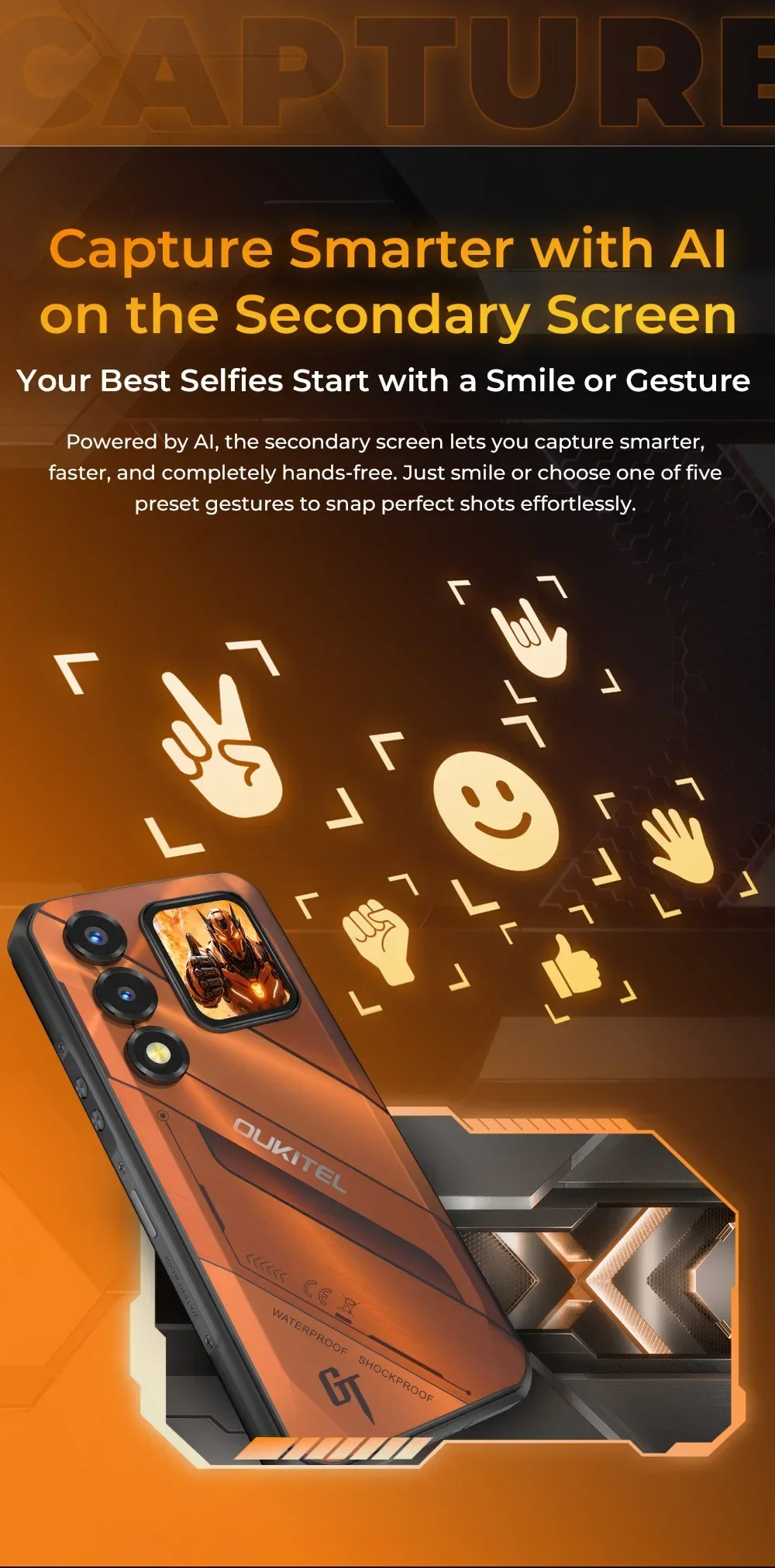 [Shipping From Poland] Oukitel WP66 Ultra-slim Rugged Smartphone, 36GB(12+24) RAM+512GB ROM, Dual Screen with Auxiliary Secondary Display, Dimensity 7000 5G Chipset, 6.6" FHD+ 120Hz Screen, 11000mAh Big Battery, 100MP Main Camera, 33W Fast Charging
