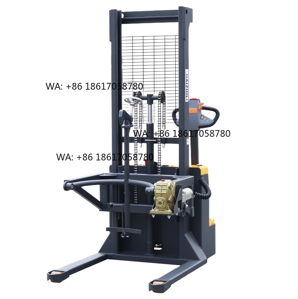 350kg 360 Degree Tilting Tipping Electric Lift Drum Carrier  Lifter Tipper Paper Roll Stacker
