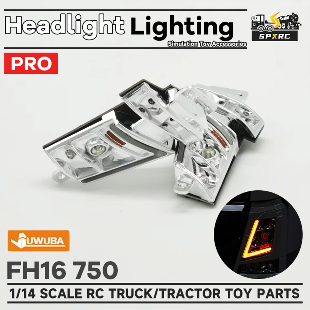 FH16 750 PRO Headlight Lighting System MH6 For 1/14 Tamiyaa RC Truck Tractor 56360 56362 56375 Volvoo JUWUBA DIY Toy Model Parts