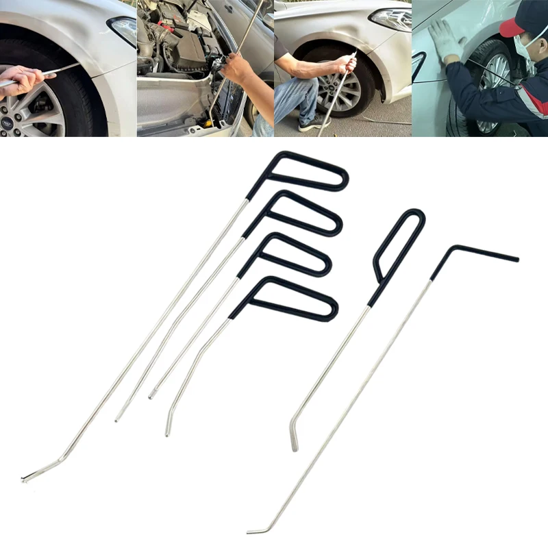 

6pcs Car Dent Repair Hooks Car Body Dent Removal Stainless Steel Crowbar Suit Kit for Auto Door Dings Dent Repair Tools Kit