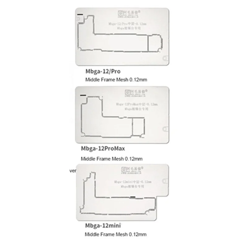 

0.12mm Amaoe Middle Frame BGA Reballing Stencil for IPhone 12 Mini Pro Max Middle Layer Planting Tin Template