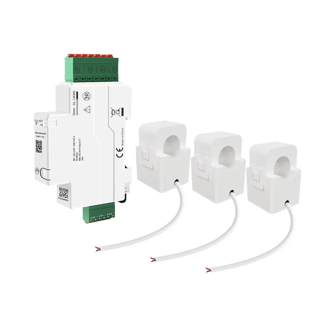 

Zemismart Zigbee WiFi 120A Tuya Smart Din-rail Energy Meter 3 Phase Power Monitor Split-core CTs 120V 240V Smart Energy Monitor