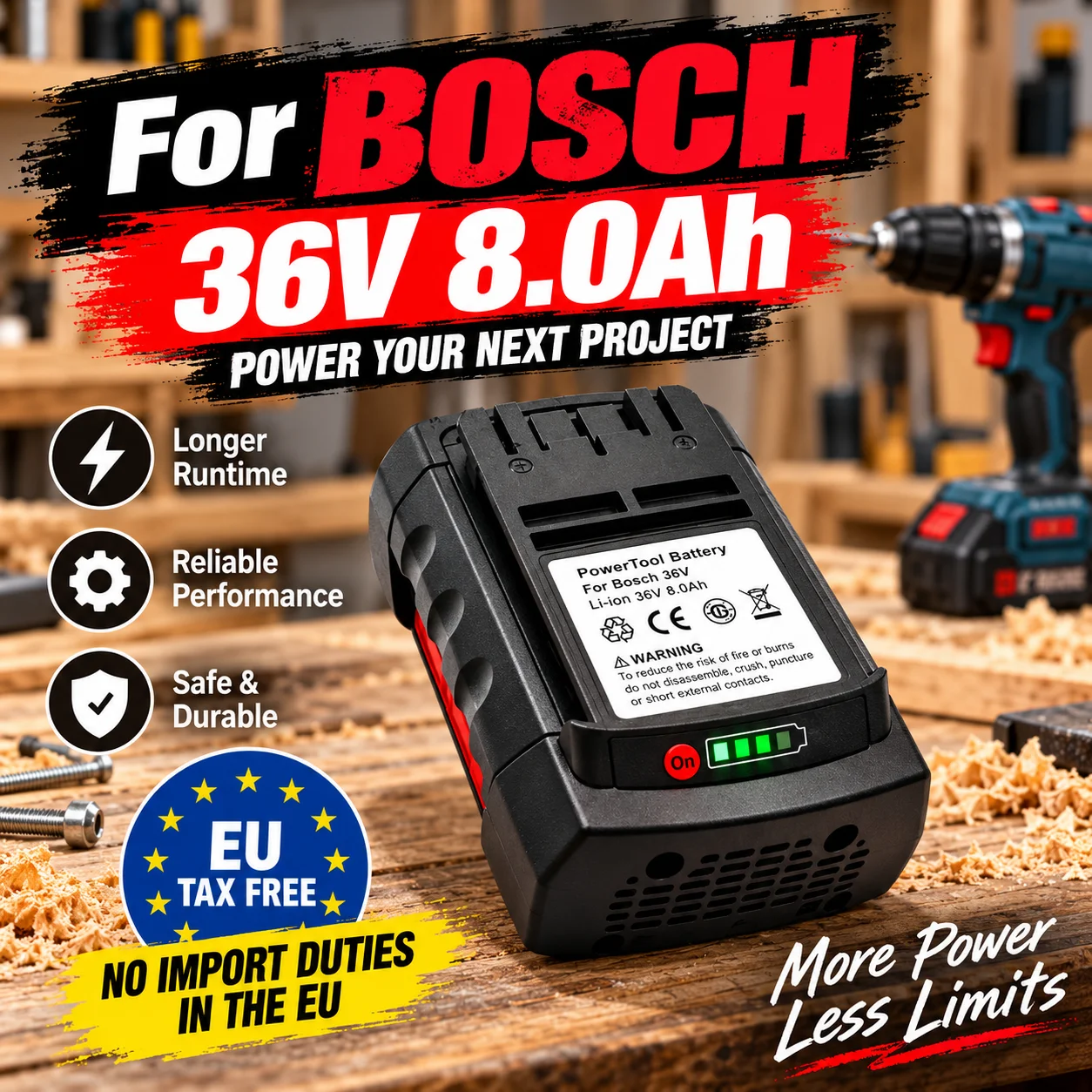 100% Neu für Bosch 36V Wiederaufladbare Lithium-Batterie, Ladegerät, Elektrowerkzeug, Bosch Lithium-Batterie AL3640CV