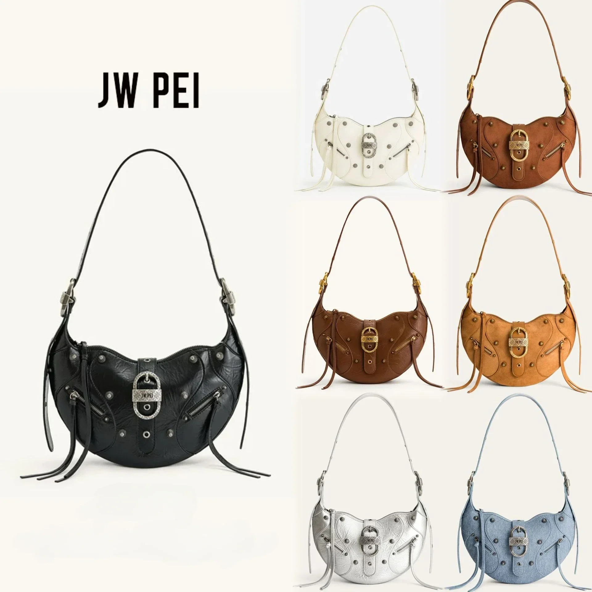 JW PEI croissant bag new locomotive pudding bag high-end oil wax leather shoulder armpit bag fashion trend