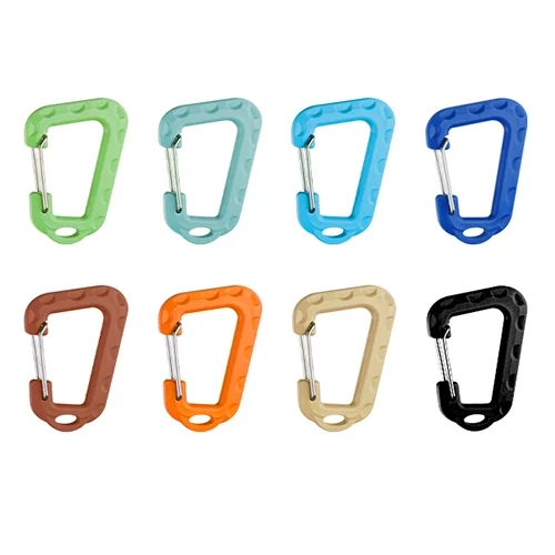 حلقة تسلق على شكل حرف D، حلقة تسلق من البولي كربونات ذات 9 ألوان، مشبك خفيف لسلسلة مفاتيح حقيبة الظهر للخيمة، خطاف صغير متعدد السيناريو #1
