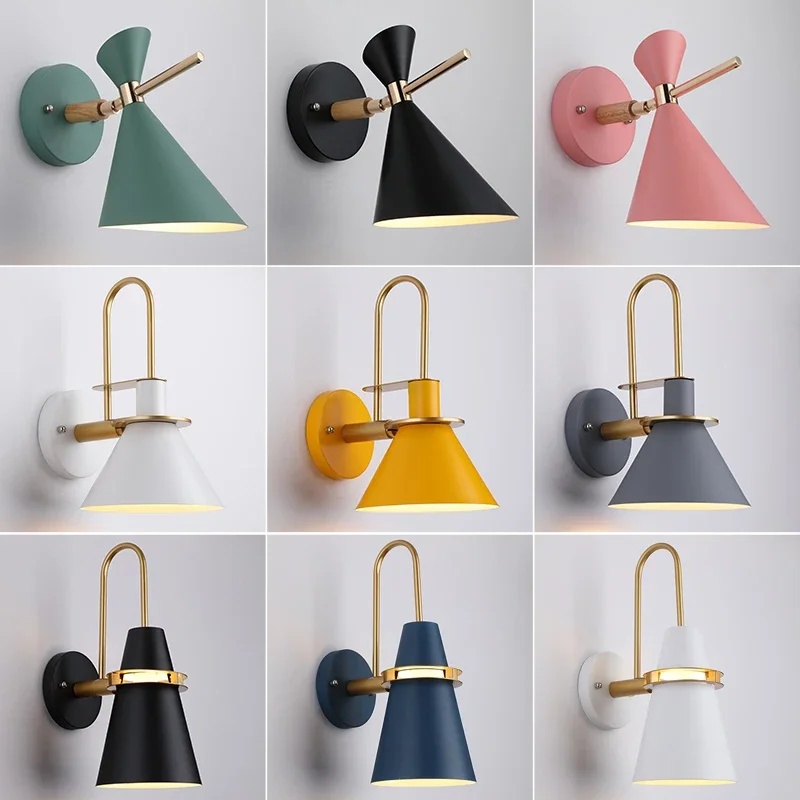 Imagem -03 - Vintage Macaron Horn Iron Wall Light Lâmpada de Parede Criativa Luminária Retro para Sala de Estar Quarto de Jantar e Corredor