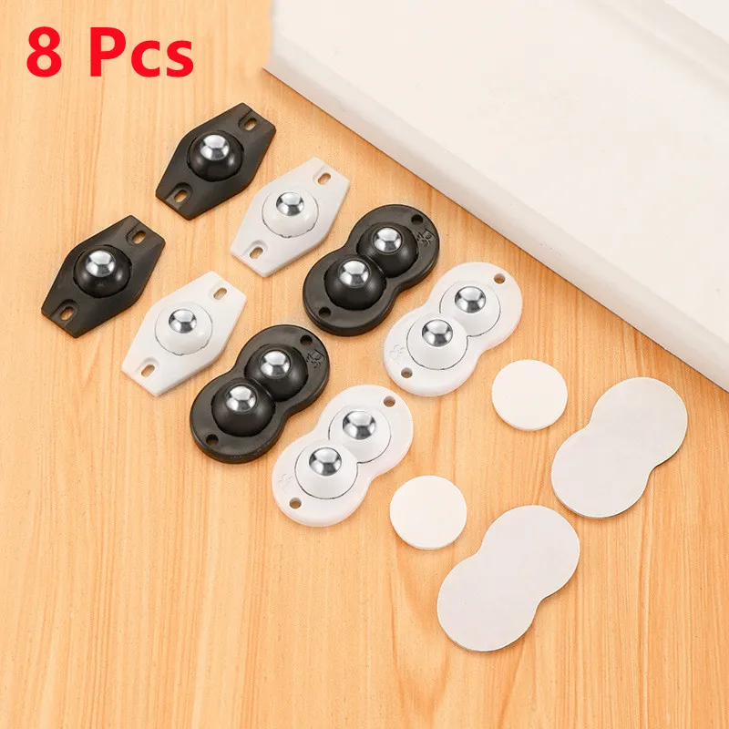 

New 4/8pcs Furniture Wheels Stainless Steel Roller Self Adhesive Storage Caster Box Home Strong Load-bearing Universal Wheel