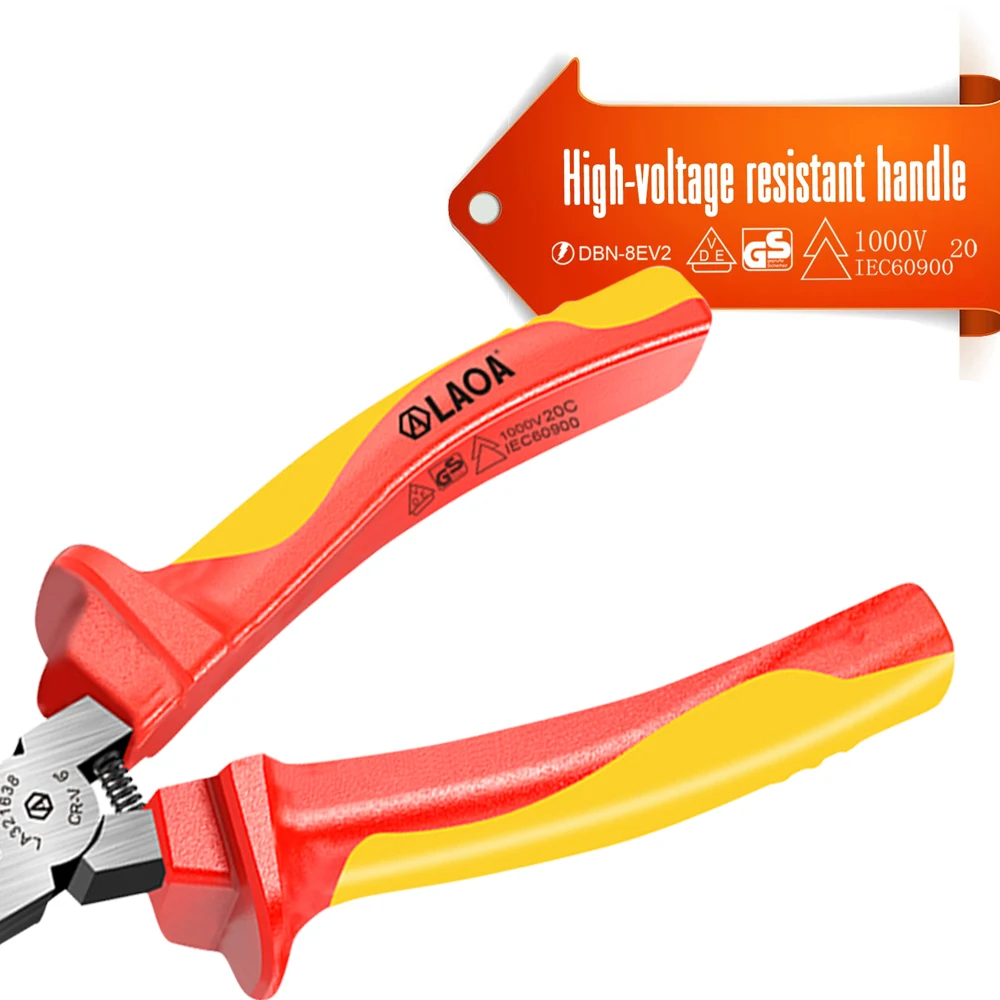 LAOA VDE Wire Stripper 6 Inch Flat Nose Pliers 1000V Insulated High Temperature High Pressure Resistance