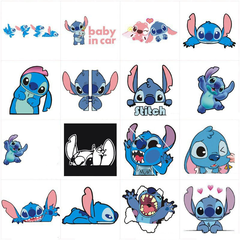 Disney Stitch Cartoon Car Reflective Stickers Funny Car Motorcycle Scratch Blocking Stickers Car Decorative Accessories