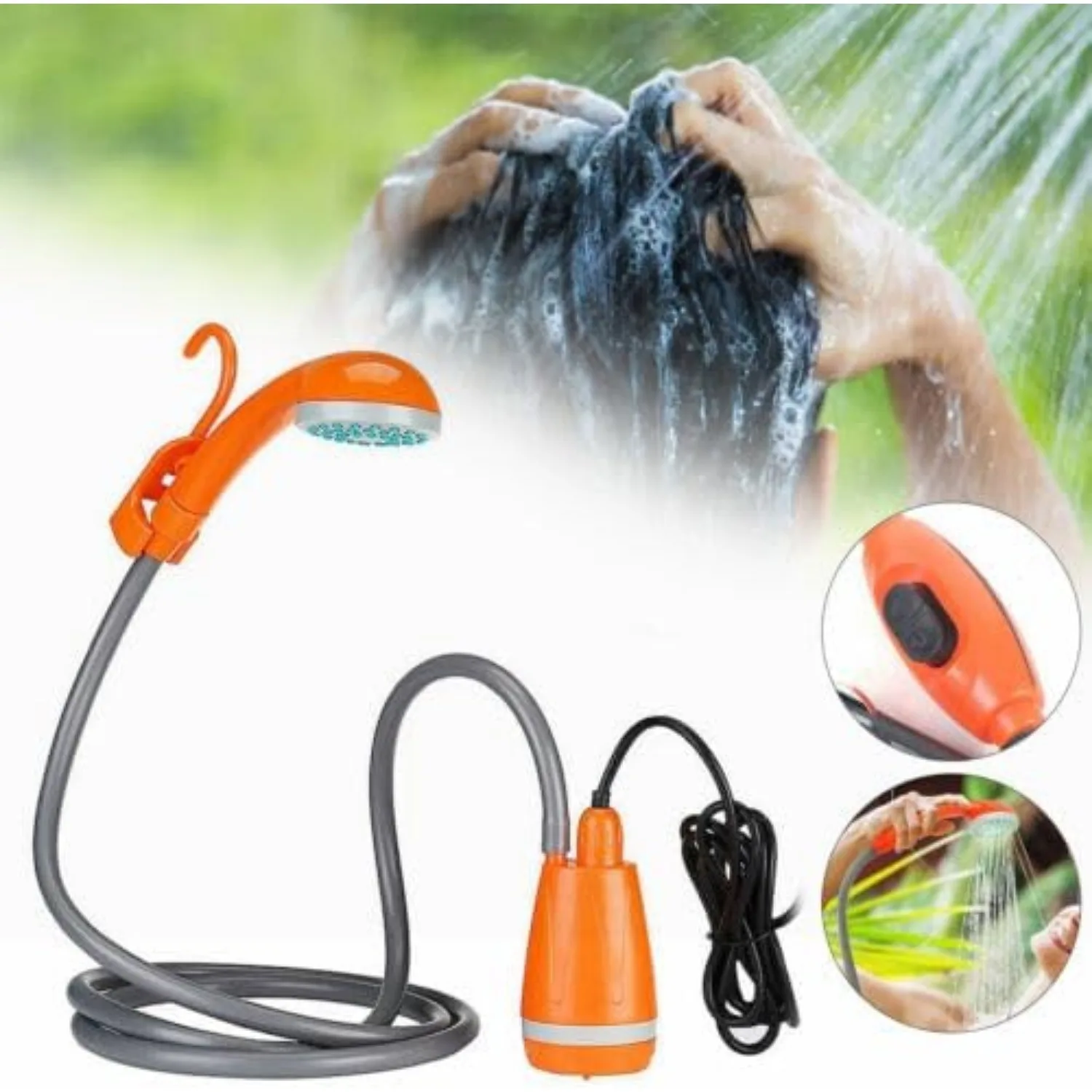 Portable Camping Shower, Outdoor Shower Head 62W Water Pump Rechargeable for Camping Hiking Pet Cleaning and Car Washing