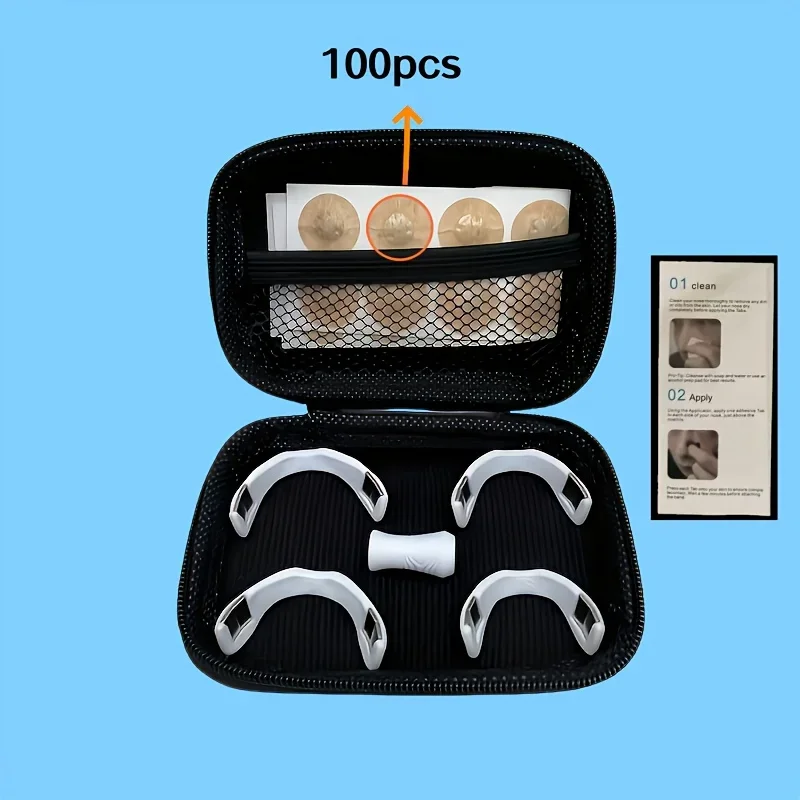 

100 Magnetic Nasal Strips Kit with 4 Clips & 1 Collector, 50-Day Supply Breath Expander in Beige, Black & White