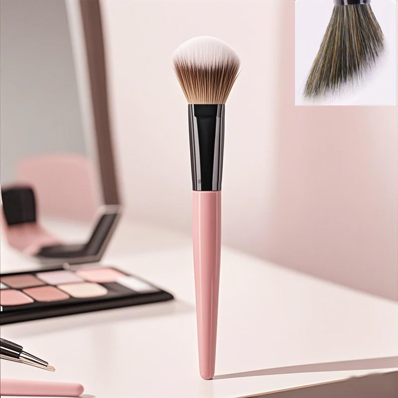 Escova de blush de cerdas macias para bochechas, pó portátil, blush, contorno facial, ferramenta de maquiagem para mulheres, meninas, iniciantes, ferramentas de maquiagem