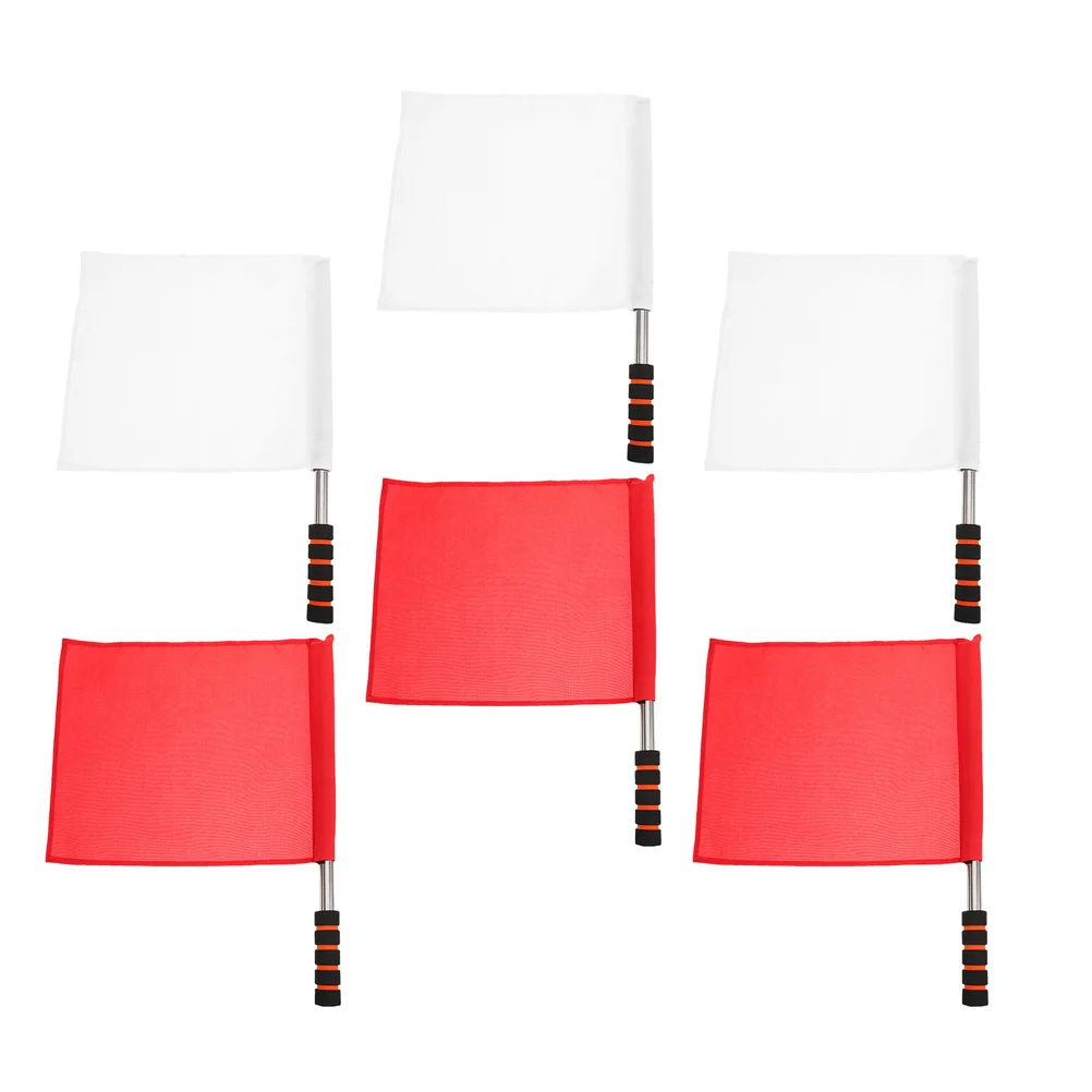 

6Pcs Referee Signal Flags Red White High-Visibility Sponge Handle for Soccer Football Athletics Training Tournament Officiating