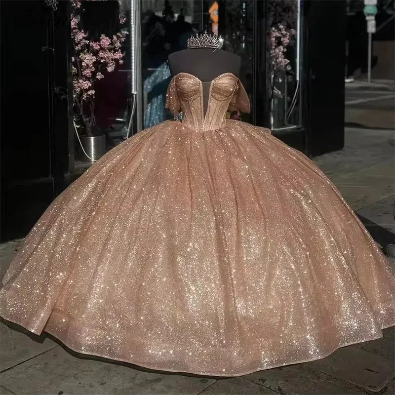 فساتين Quinceanera مثيرة بفتحة رقبة على شكل حرف v عميقة 16th لحفلات أعياد ميلاد الأميرة فيستدوس دي 15 أنوس مخصصة #1