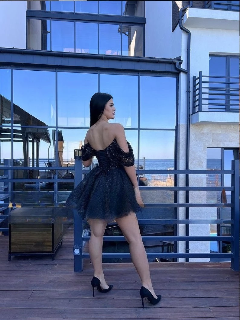 Short Corset Sparkly Off The Shoulders Gliter Dress Cocktail Dresses  Elegant Dress Women for Wedding Party Evening Gown